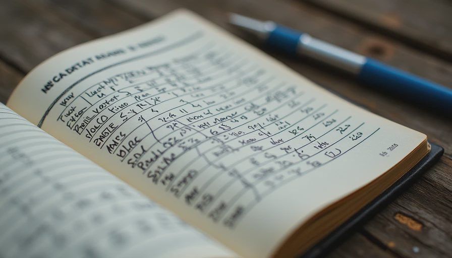 Close-up photo of an open data notebook showing handwritten stove test metrics and boil time comparison logs.