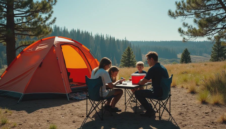 Illustration for camping table camping